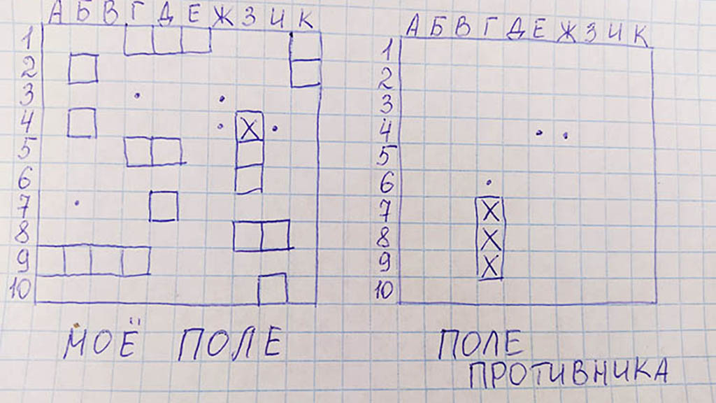 Игра на бумаге Морской бой