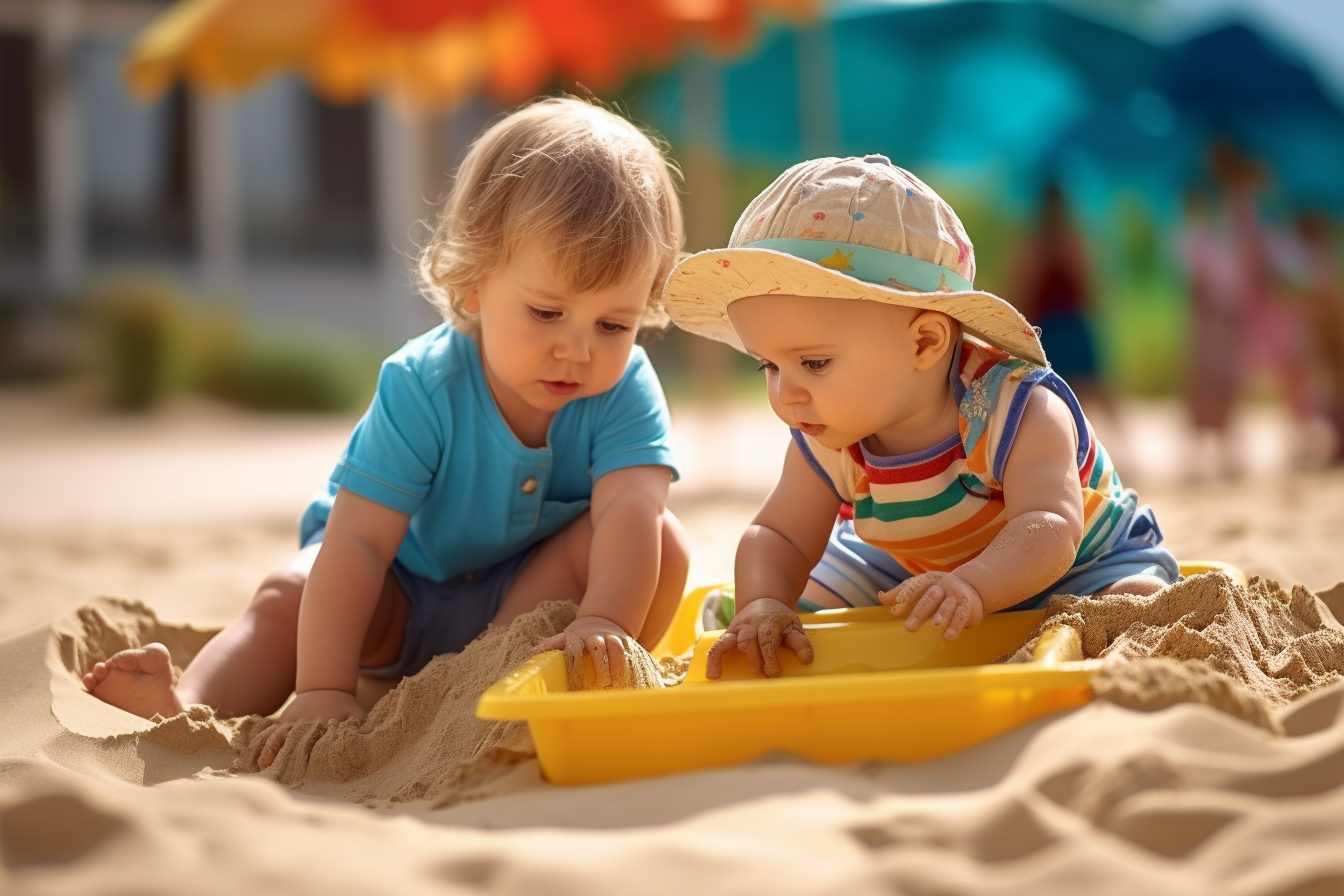Дети играют в песке