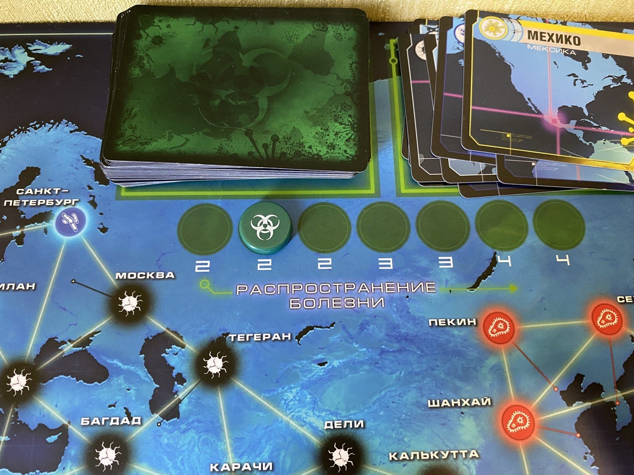 Карта эпидемии в игре Пандемия